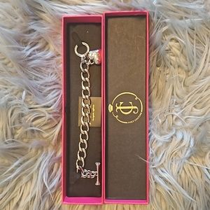 NIB JUICY COUTURE BANNER HEART STARTER CHARM BRACELET SILVER